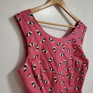 Modcloth Pink Beach Umbrella Print Dress S